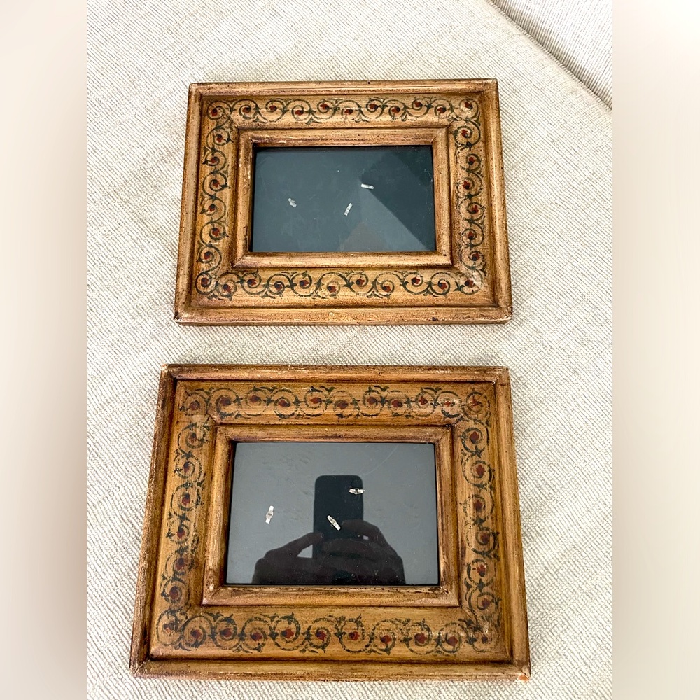 Two unique rustic photo frames with flower detail